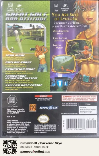 Outlaw Golf / Darkened Skye Nintendo GameCube, NTSC box back