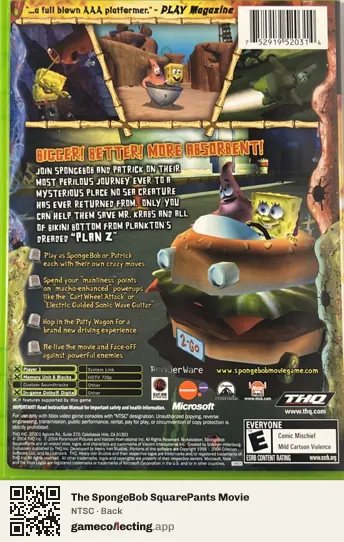 The SpongeBob SquarePants Movie Xbox, NTSC box back