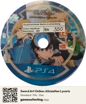 Sword Art Online: Alicization Lycoris PlayStation 4, PAL disc