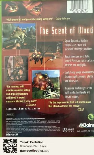 Turok: Evolution Xbox, PAL box back