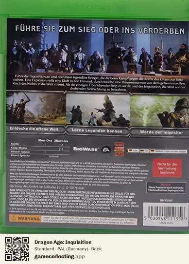 Dragon Age: Inquisition Xbox One, Germany box back
