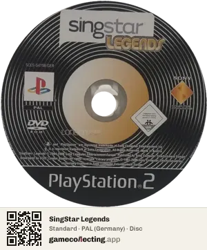 SingStar Legends PlayStation 2, PAL disc