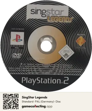 SingStar Legends PlayStation 2, PAL disc