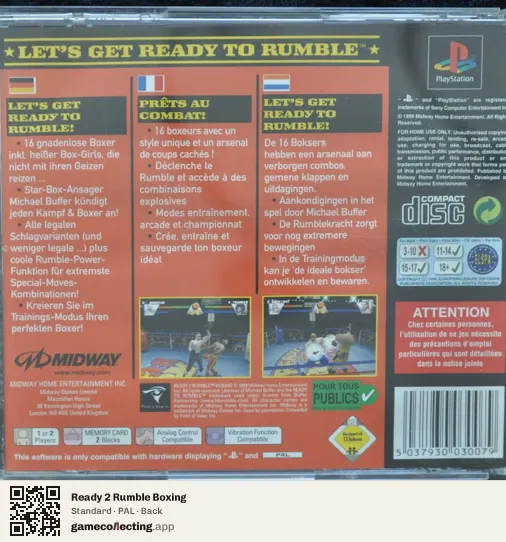 Ready 2 Rumble Boxing PlayStation, PAL box back