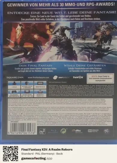 Final Fantasy XIV: A Realm Reborn PlayStation 4, Germany box back
