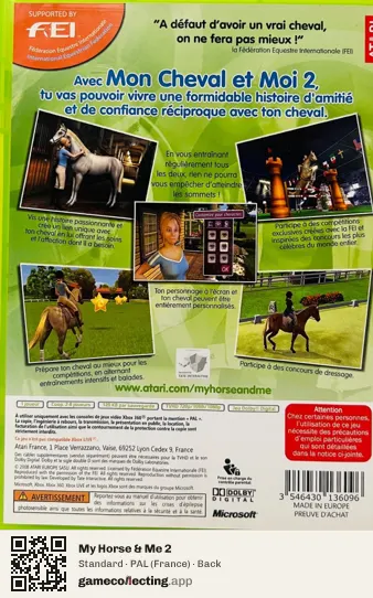 My Horse & Me 2 Xbox 360, France box back