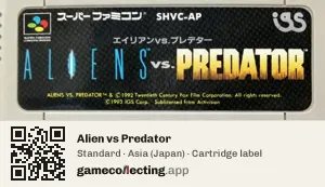 Alien vs Predator Super Nintendo Entertainment System, Asia cartridge label