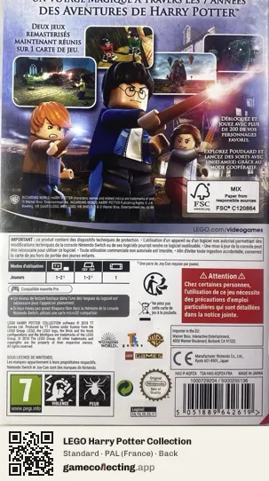 LEGO Harry Potter Collection Nintendo Switch, France box back