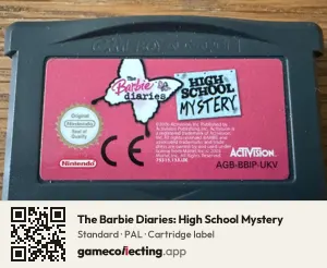 The Barbie Diaries: High School Mystery Game Boy Advance, PAL cartridge label