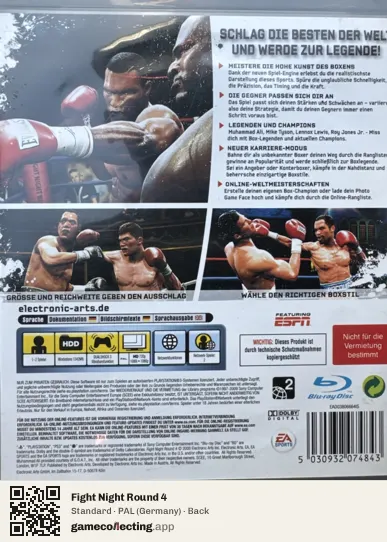 Fight Night Round 4 PlayStation 3, Germany box back