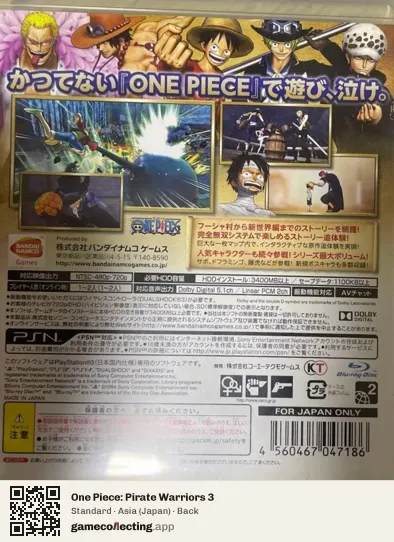 One Piece: Pirate Warriors 3 PlayStation 3, Asia box back