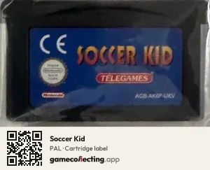 Soccer Kid Game Boy Advance, PAL cartridge label