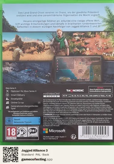 Jagged Alliance 3 Xbox Series X, PAL box back