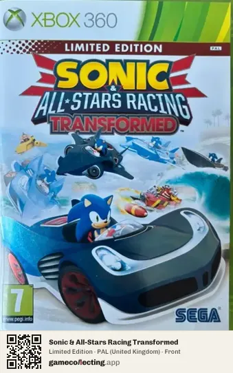 Sonic & All-Stars Racing Transformed Xbox 360, United Kingdom box front