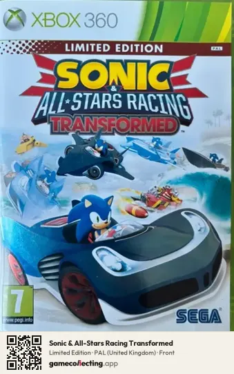 Sonic & All-Stars Racing Transformed Xbox 360, United Kingdom box front
