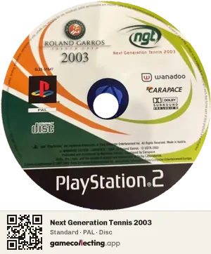 Next Generation Tennis 2003 PlayStation 2, PAL disc