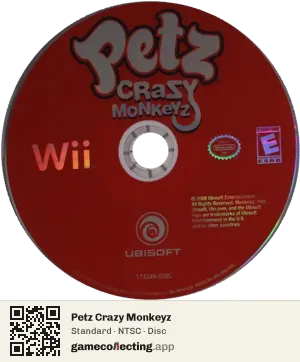 Petz Crazy Monkeyz Nintendo Wii, NTSC disc