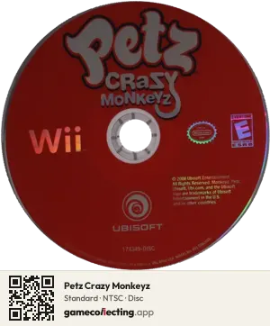 Petz Crazy Monkeyz Nintendo Wii, NTSC disc