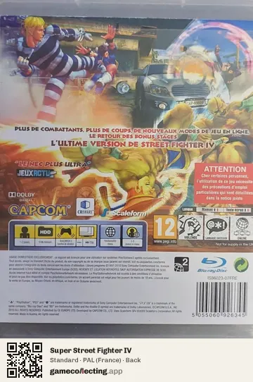 Super Street Fighter IV PlayStation 3, France box back
