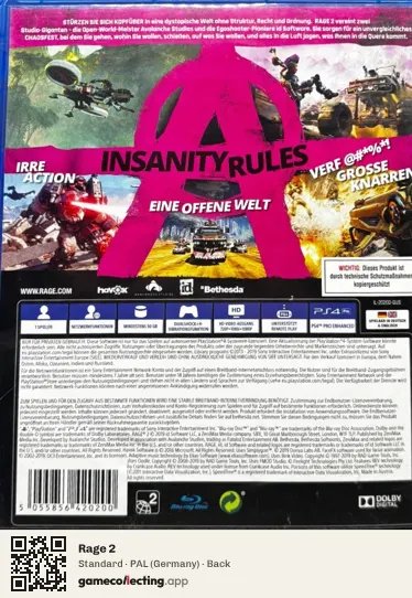 Rage 2 PlayStation 4, Germany box back