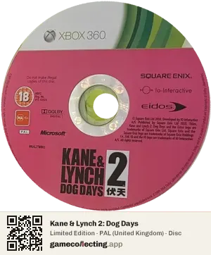 Kane & Lynch 2: Dog Days Xbox 360, PAL disc