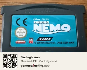 Finding Nemo Game Boy Advance, PAL cartridge label
