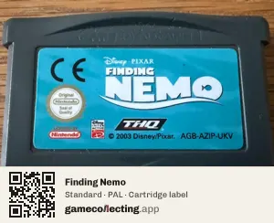 Finding Nemo Game Boy Advance, PAL cartridge label
