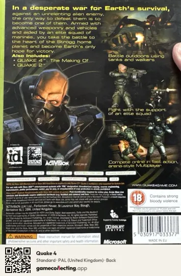 Quake 4 Xbox 360, United Kingdom box back