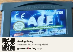 Ace Lightning Game Boy Advance, PAL cartridge label