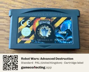Robot Wars: Advanced Destruction Game Boy Advance, PAL cartridge label