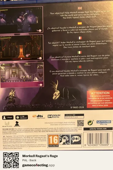 Morkull Ragast's Rage PlayStation 5, PAL box back
