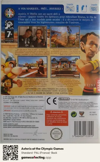 Asterix at the Olympic Games Nintendo Wii, France box back