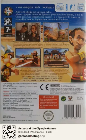 Asterix at the Olympic Games Nintendo Wii, France box back