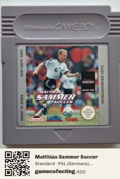 Matthias Sammer Soccer Game Boy, PAL cartridge label