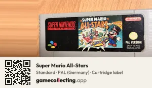 Super Mario All-Stars Super Nintendo Entertainment System, PAL cartridge label