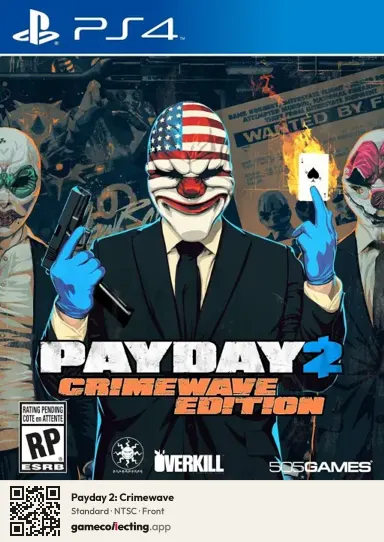 Payday 2: Crimewave PlayStation 4, NTSC box front