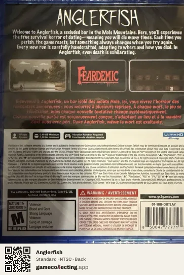 Anglerfish PlayStation 5, NTSC box back