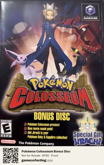 Pokémon Colosseum Bonus Disc Nintendo GameCube, NTSC box front