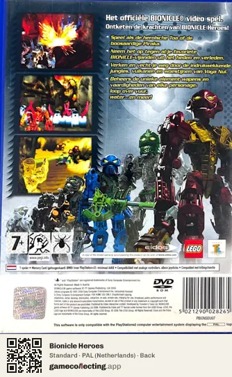 Bionicle Heroes PlayStation 2, Netherlands box back