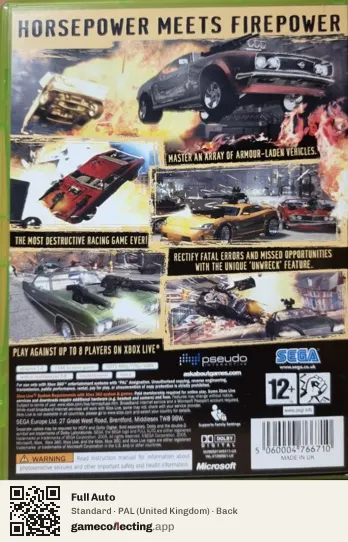 Full Auto Xbox 360, United Kingdom box back