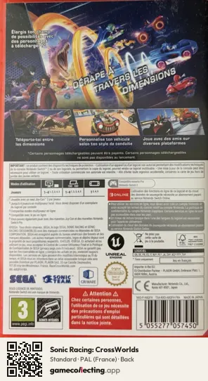 Sonic Racing: CrossWorlds Nintendo Switch 2, France box back