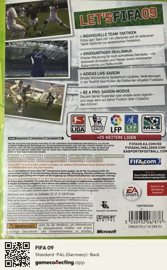 FIFA 09 Xbox 360, Germany box back