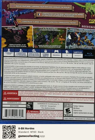 8-Bit Hordes PlayStation 4, NTSC box back