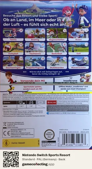 Nintendo Switch Sports Resort Nintendo Switch 2, Germany box back