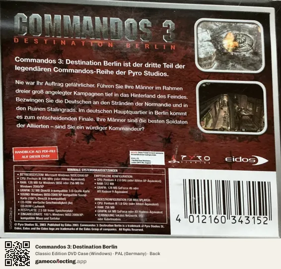 Commandos 3: Destination Berlin Computer, Germany box back