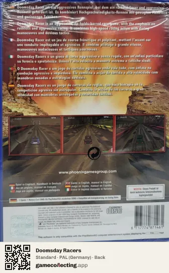Doomsday Racers PlayStation 2, Germany box back