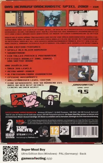 Super Meat Boy Computer, Germany box back