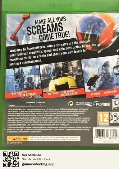 ScreamRide Xbox One, PAL box back