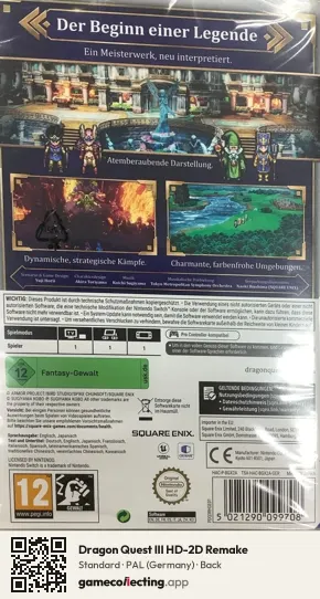 Dragon Quest III HD-2D Remake Nintendo Switch, Germany box back