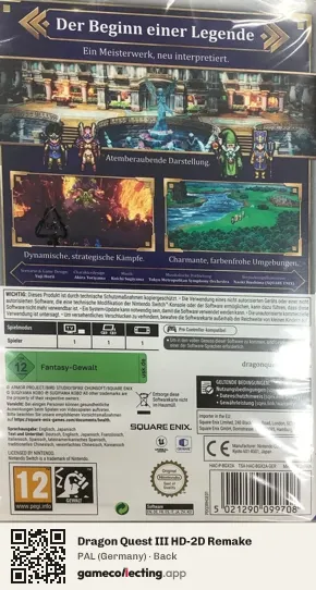 Dragon Quest III HD-2D Remake Nintendo Switch, Germany box back